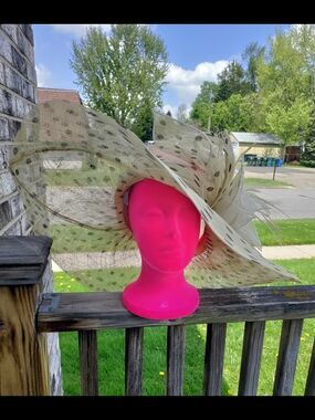 Nordstrom Wide-Brim Polka Dot Derby Hat 100% Sinamay